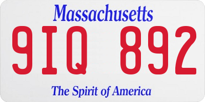 MA license plate 9IQ892