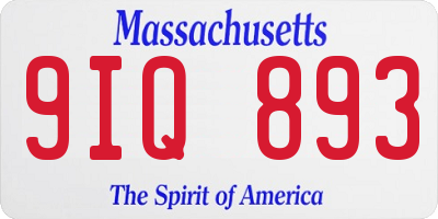 MA license plate 9IQ893