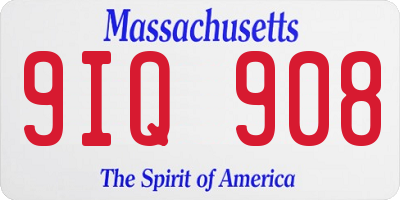 MA license plate 9IQ908