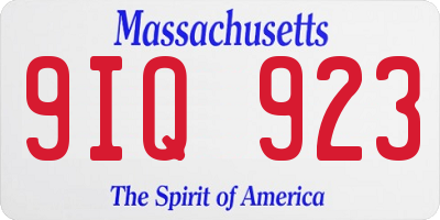 MA license plate 9IQ923