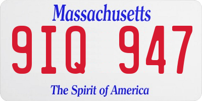 MA license plate 9IQ947