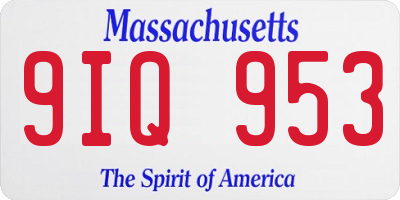 MA license plate 9IQ953