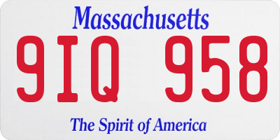 MA license plate 9IQ958
