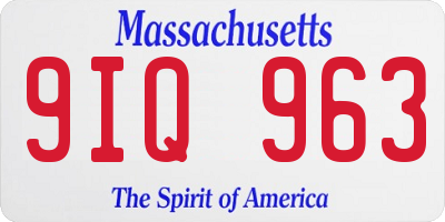 MA license plate 9IQ963