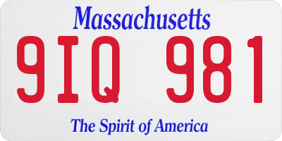 MA license plate 9IQ981