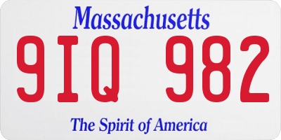 MA license plate 9IQ982
