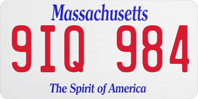 MA license plate 9IQ984