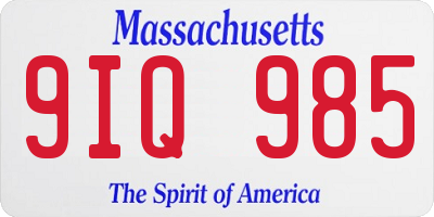MA license plate 9IQ985