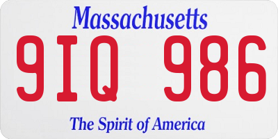 MA license plate 9IQ986