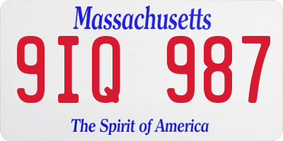 MA license plate 9IQ987