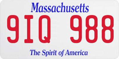 MA license plate 9IQ988