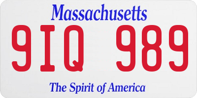 MA license plate 9IQ989