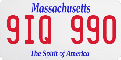 MA license plate 9IQ990