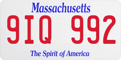 MA license plate 9IQ992