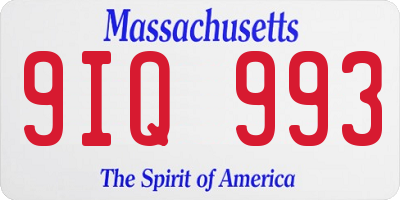 MA license plate 9IQ993