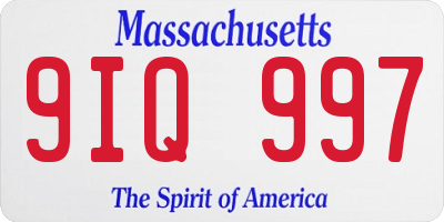 MA license plate 9IQ997