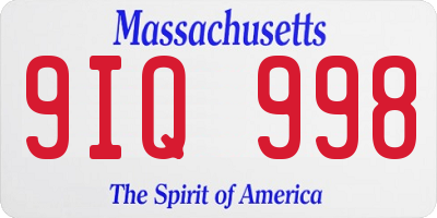 MA license plate 9IQ998