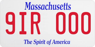 MA license plate 9IR000