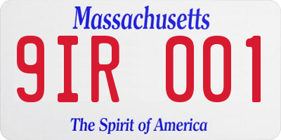 MA license plate 9IR001