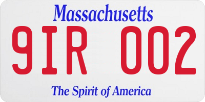 MA license plate 9IR002