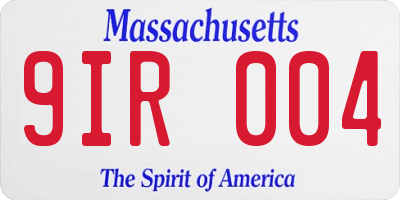 MA license plate 9IR004