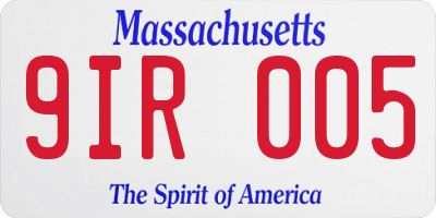MA license plate 9IR005