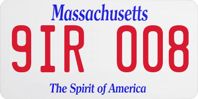 MA license plate 9IR008