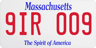 MA license plate 9IR009