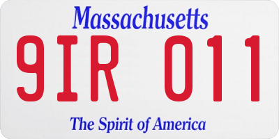 MA license plate 9IR011