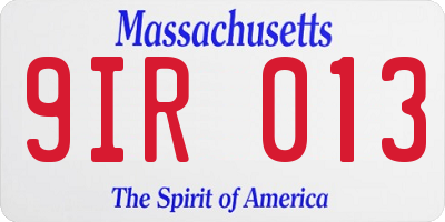 MA license plate 9IR013
