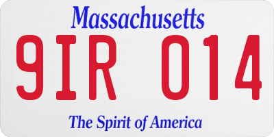 MA license plate 9IR014