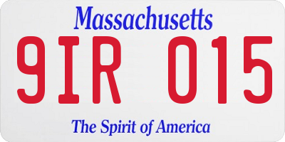 MA license plate 9IR015