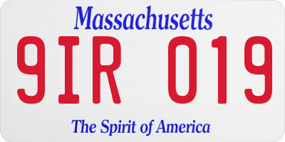 MA license plate 9IR019