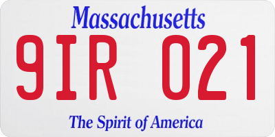MA license plate 9IR021