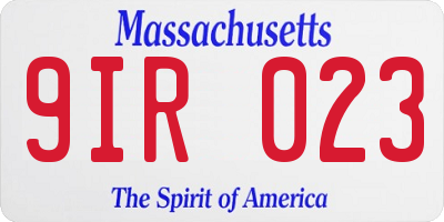 MA license plate 9IR023
