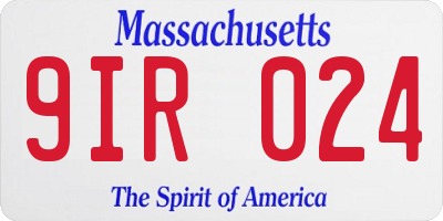 MA license plate 9IR024