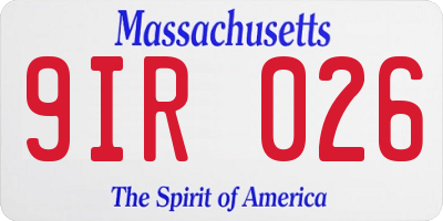 MA license plate 9IR026
