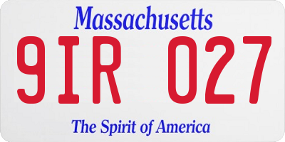MA license plate 9IR027