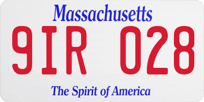 MA license plate 9IR028