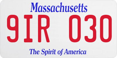MA license plate 9IR030