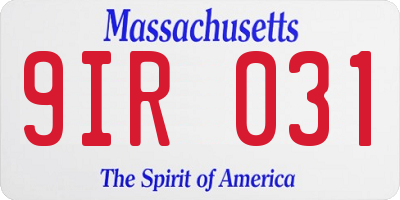 MA license plate 9IR031
