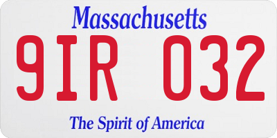 MA license plate 9IR032