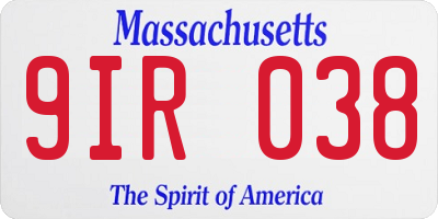 MA license plate 9IR038