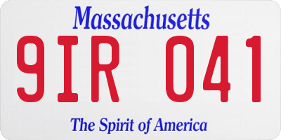MA license plate 9IR041