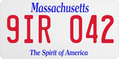 MA license plate 9IR042