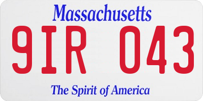 MA license plate 9IR043