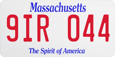 MA license plate 9IR044