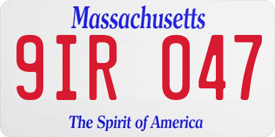 MA license plate 9IR047