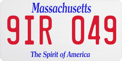 MA license plate 9IR049