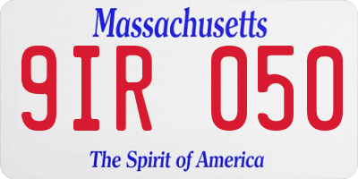 MA license plate 9IR050